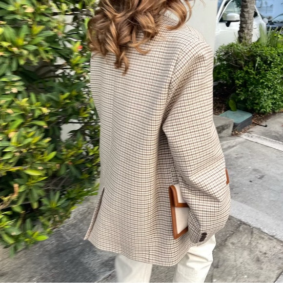 Djerf Avenue Weekend Blazer Checked Oat - Picture 2 of 4